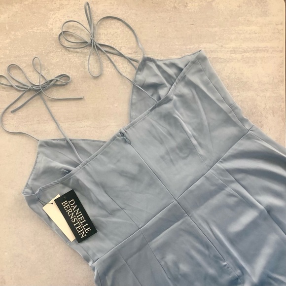 NWT Danielle Bernstein Satin Slip Dress in Baby Blue, sizes 10 & 12 - Picture 8 of 10